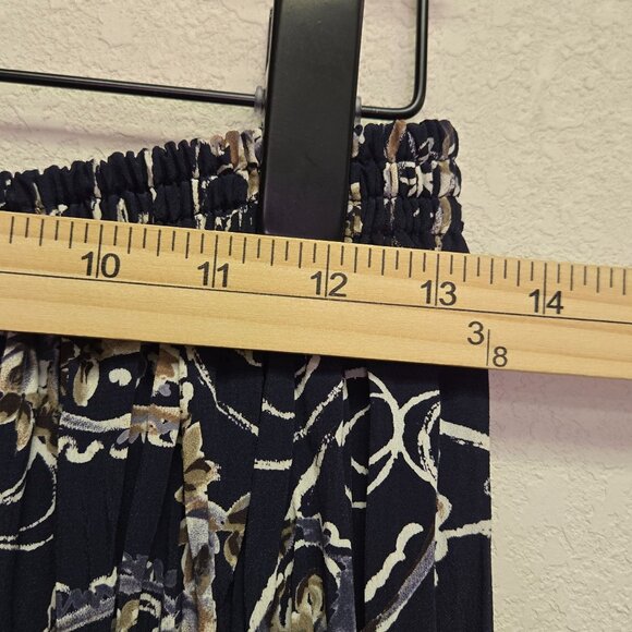 Vintage Navy Blue Paisley Pleated Broomstick Maxi Skirt M - Picture 8 of 10